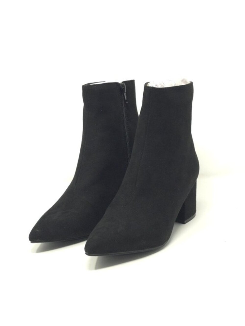 Sugar Nightlife Black Suede Square Toe Zip Ankle Boots Size 6M